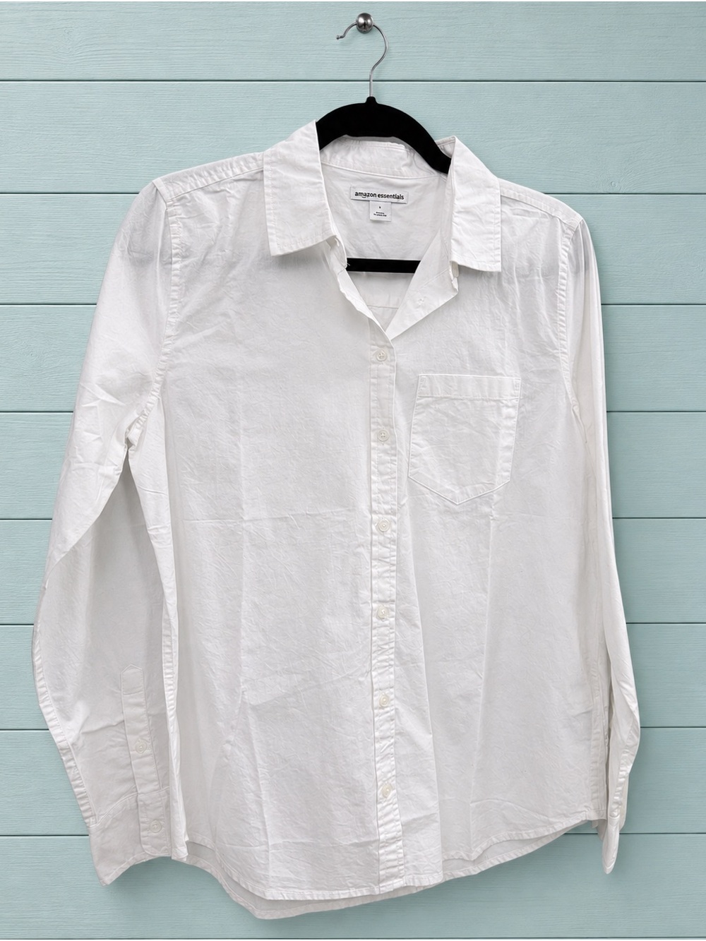 Amazon Essentials White 100% Cotton Button-Down Shirt Size Small NWT